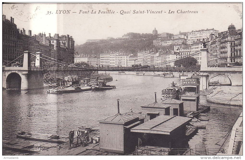 CPA. -  LYON -  Pont La Feuillée - Quai Saint-Vincent - Les Chartreux - Autres & Non Classés