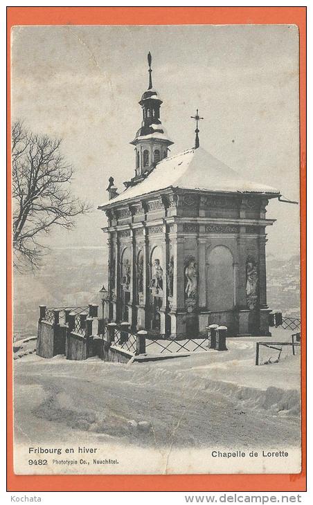 Fel1049, Fribourg,  En Hiver, Chapelle De Lorette , 9482, 1 Pli Dans 1 Coin, Circulée 1913 - Chapelle