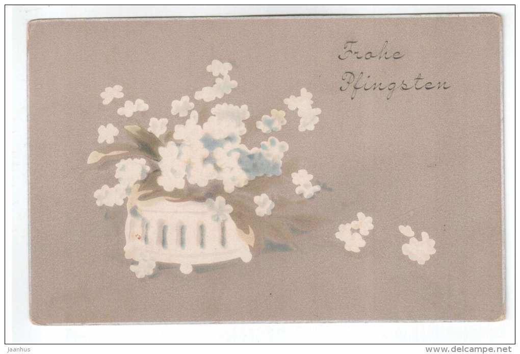 Pentecost Greeting Card - Frohe Pfingsten - Flowers - PP - Old Postcard - Circulated In Estonia - Used - Pinksteren
