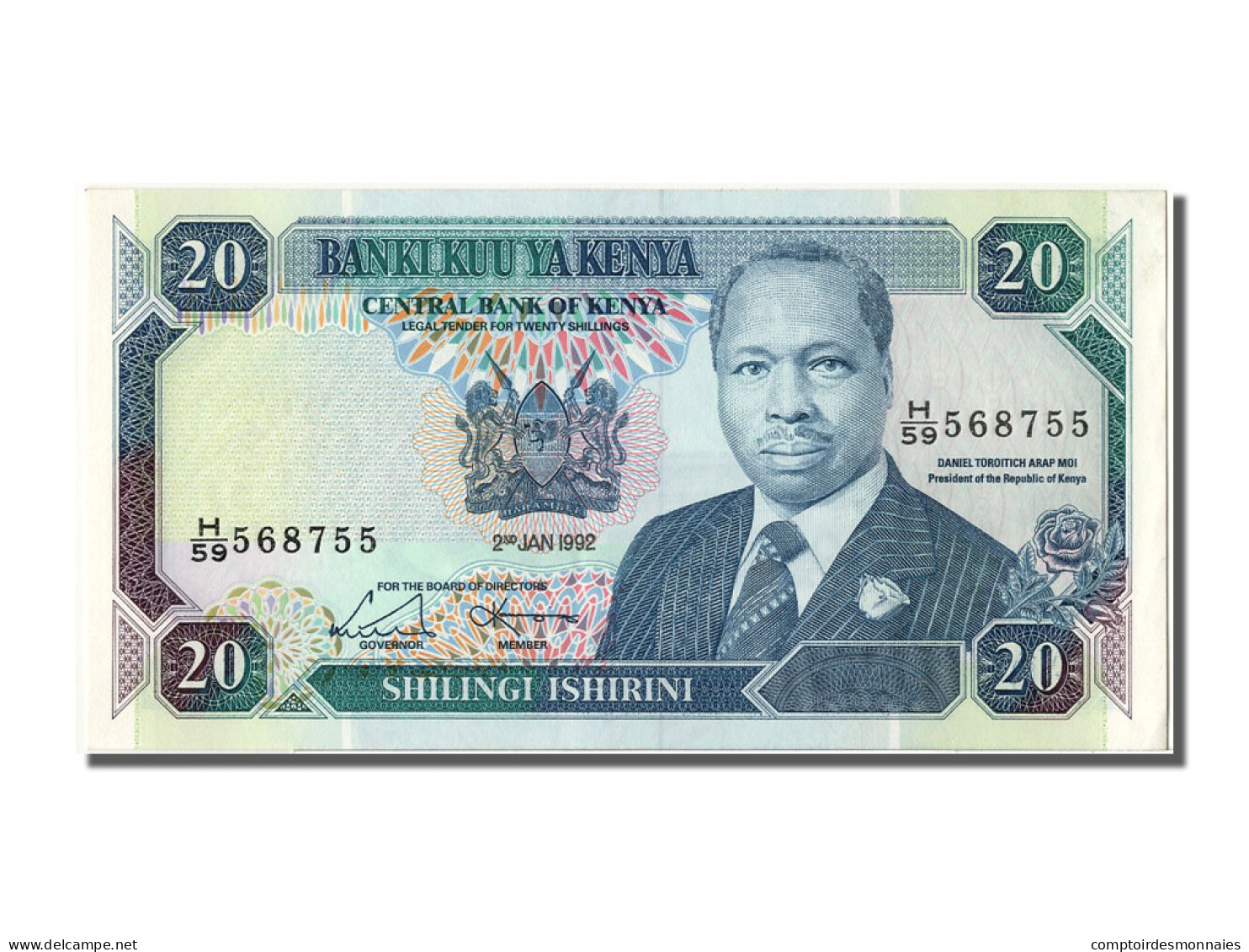 Billet, Kenya, 20 Shillings, 1992, 1992-01-02, NEUF - Kenya