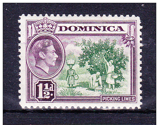 DOMINICA   1938 , Def´s Set  King G V I  11/2 D  Y&T  #   94   Cv   0.75  E , * MH , VF - Dominica (...-1978)