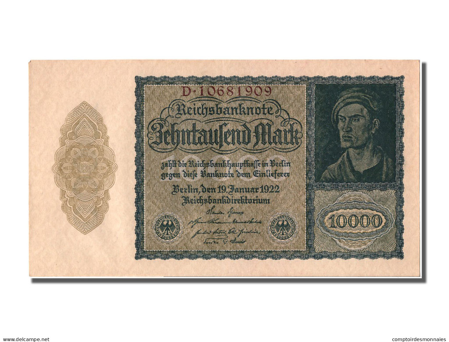 Billet, Allemagne, 10,000 Mark, 1922, 1922-01-19, SPL - 10.000 Mark