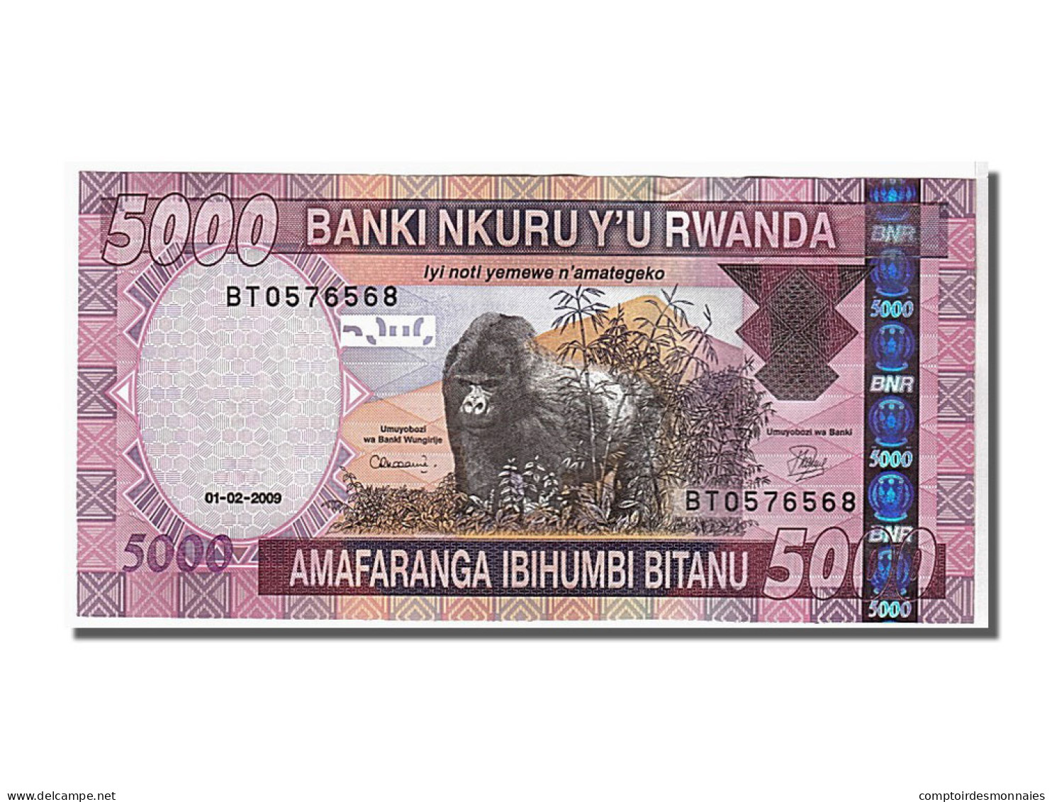 Billet, Rwanda, 5000 Francs, 2009, NEUF - Rwanda