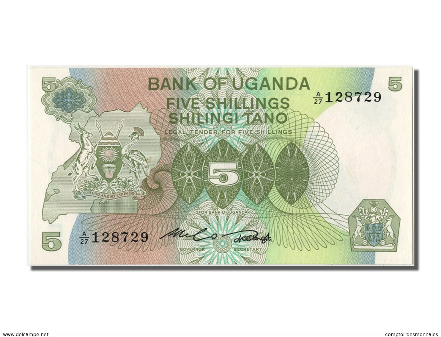 Billet, Uganda, 5 Shillings, NEUF - Ouganda