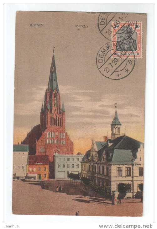 Markt - Demmin - Germany - Robert Matz - Old Postcard - Sent From Germany Demmin To Estonia 1920 - Used - Demmin