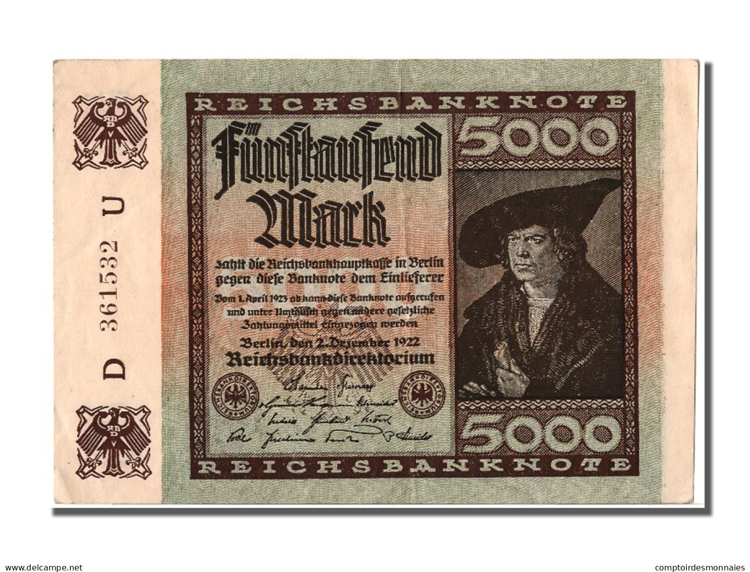 Billet, Allemagne, 5000 Mark, 1922, 1922-12-02, SUP+ - 5000 Mark