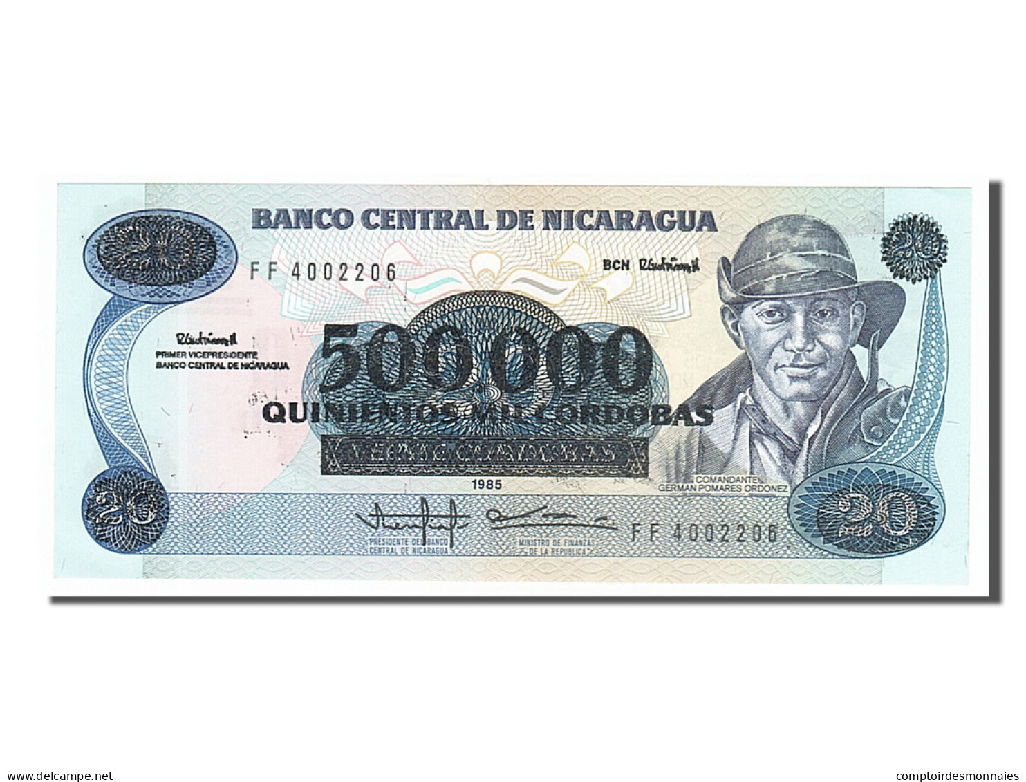 Billet, Nicaragua, 500,000 Córdobas On 20 Córdobas, 1990, NEUF - Nicaragua