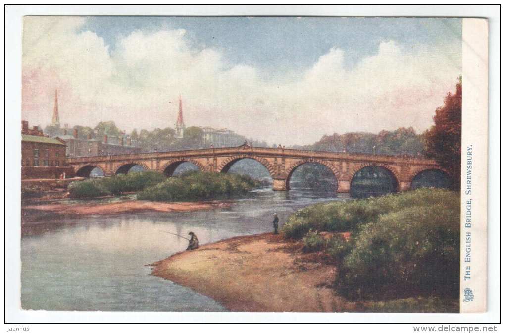 English Bridge - Shrewsbury - England - UK - Old Postcard - Unused - Shropshire