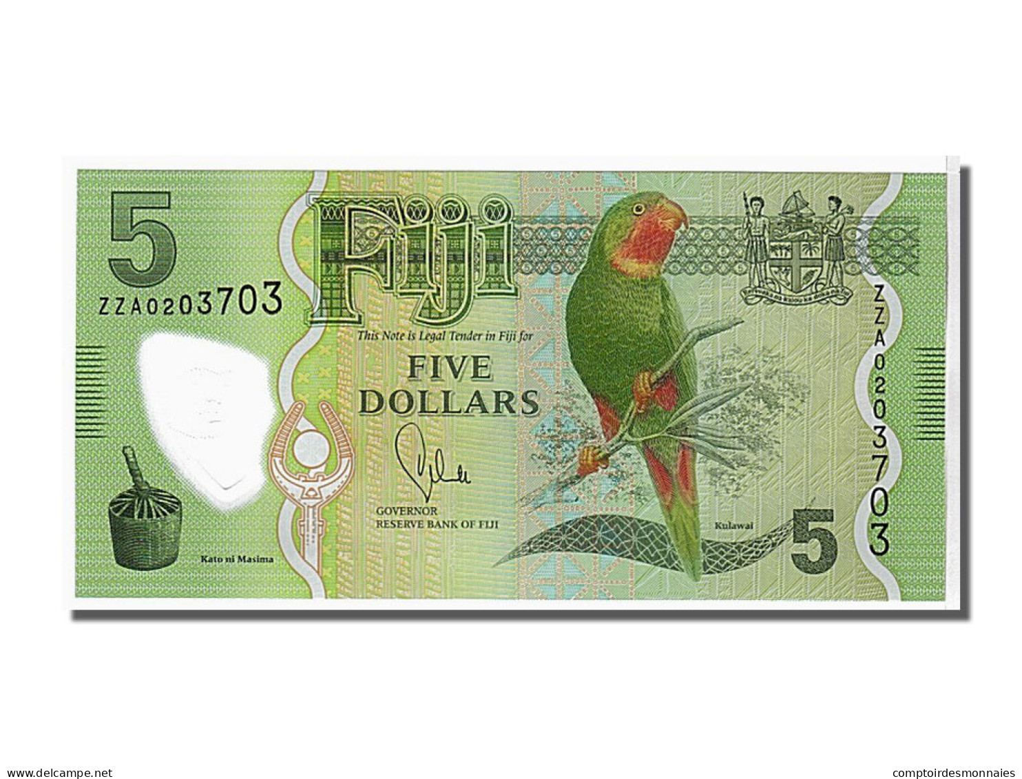 Billet, Fiji, 5 Dollars, 2013, KM:115, NEUF - Fidji