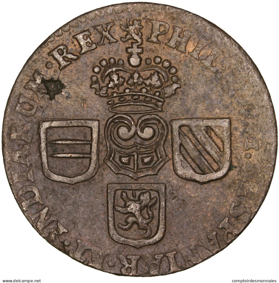 Monnaie, Pays-Bas Espagnols, NAMUR, Philip V Of Spain, Liard, 1710, Namur, TTB+ - Sonstige & Ohne Zuordnung