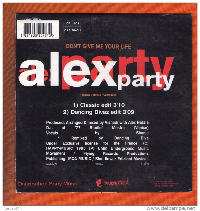 Cd 2 Titres Don T Give Me Your Life Alex Party - Dance, Techno & House