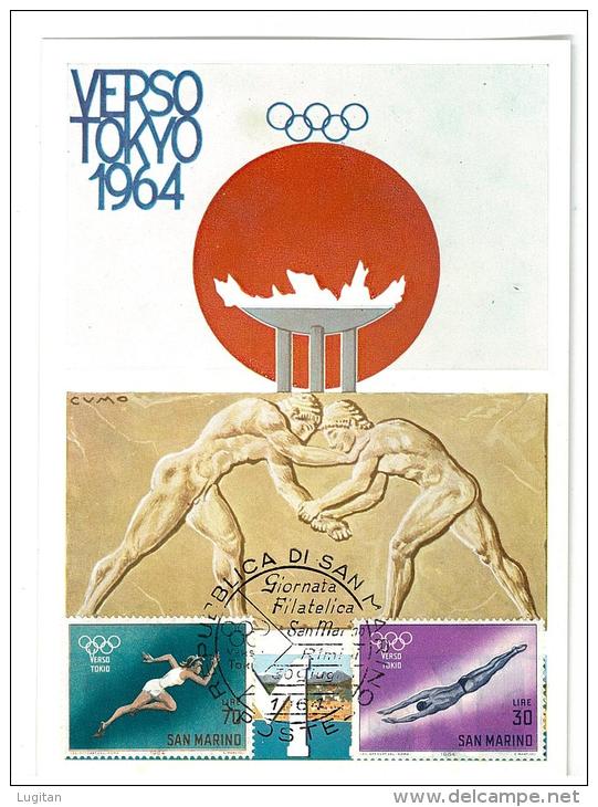 CARTOLINA - VERSO TOKYO 1964 - SAN MARINO - CENTRO INTERNAZIONALE DI FILATELIA SPORTIVA RIMINI - Summer 1964: Tokyo