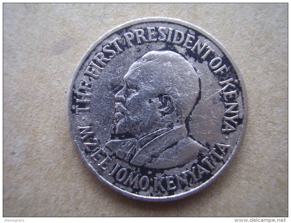 KENYA 1969  FIFTY CENTS   KENYATTA Copper-Nickel  USED COIN In AVERAGE CONDITION. - Kenia