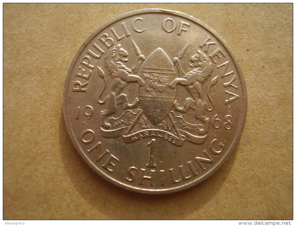 KENYA 1968  ONE SHILLING  KENYATTA Copper-Nickel  USED COIN In GOOD CONDITION. - Kenya