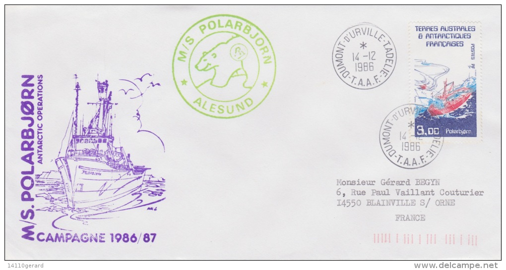 M/S POLARBJORN  ALESUND  CAMPAGNE 1986/87DUMONT D'URVILLE  14-12-1986 - Gebraucht