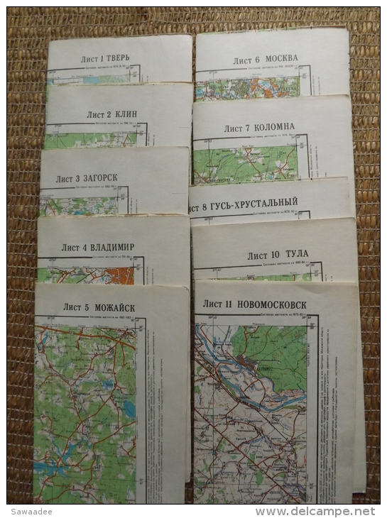 CARTE GEOGRAPHIQUE - U.R.S.S. - LOT DE 10 CARTES - MOSCOU ET 9 REGIONS ENVIRONNANTES - 1:200000 - 1991 - Mapas Geográficas