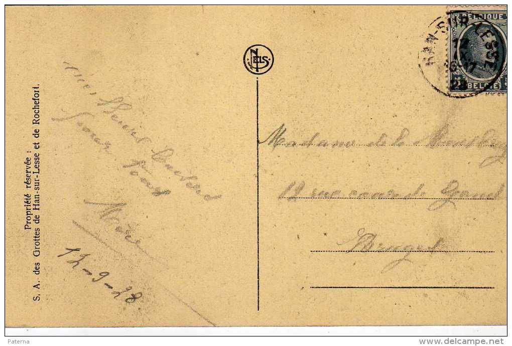 1338  Postal  Han Sur Lesse 1928  Belgica - Cartas & Documentos