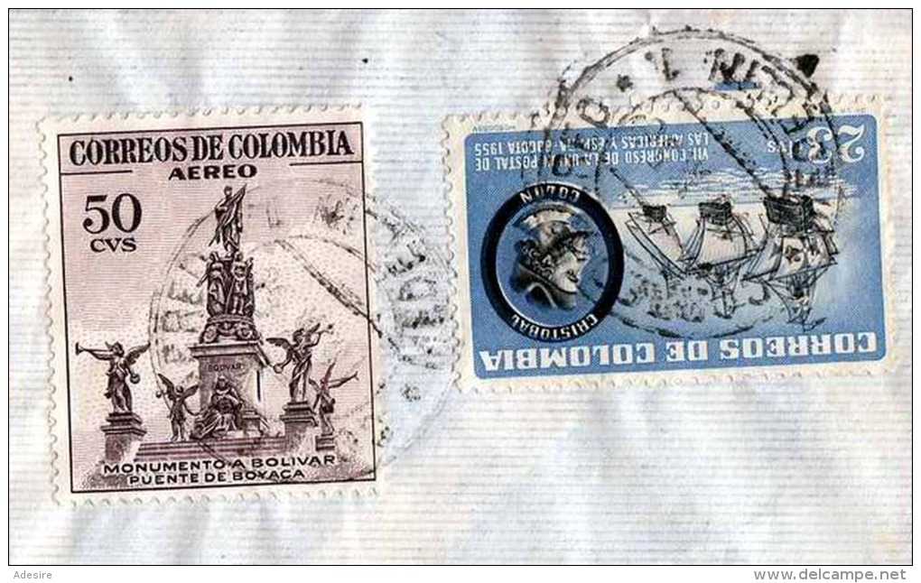 COLOMBIA 1956, Sehr Schöne Seltene 2 Fach Frankatur Auf Brief Von Medellin Nach Vienna - Colombia