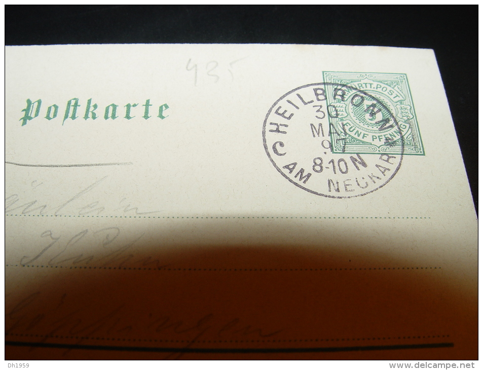 INDUSTRIE - GEWERBE U. KUNST - AUSSTELLUNG HEIBRONN A/N 1897 OFFICIELLE POSTKARTE GANZSACHE Nach GÖPPINGEN - Heilbronn