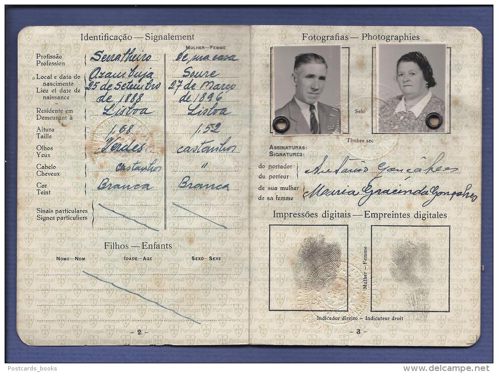 PASSEPORT / Double PASSPORT 1952 Passaporte De CASAL Portugal. Valid To SPAIN. Cancels CONSULATE + PIDE - Unclassified