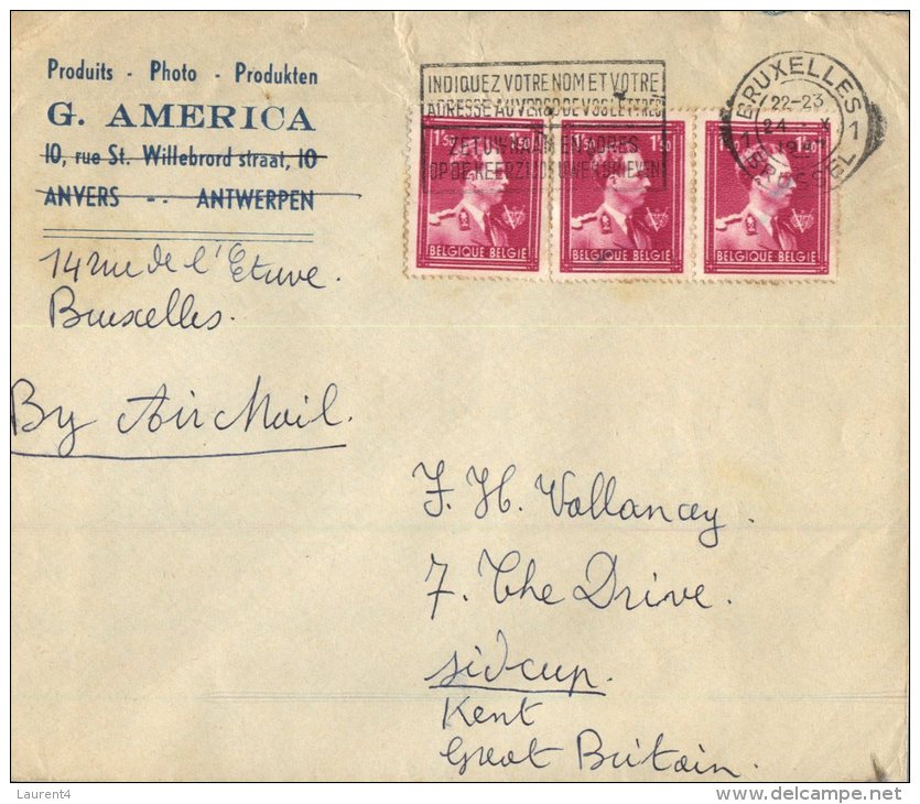 (117) Belgium Cover Posted To England - 1947 - 1946 -10%