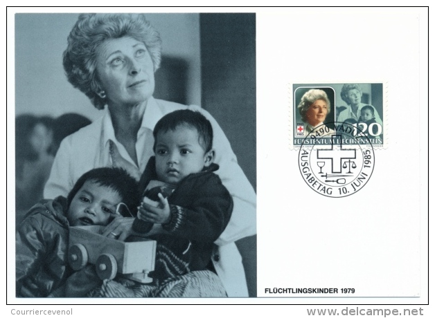 LIECHTENSTEIN - 40 Ans De Présidence De La Croix Rouge - Princesse Gina - 3 Cartes Maximum - 1985 - Case Reali