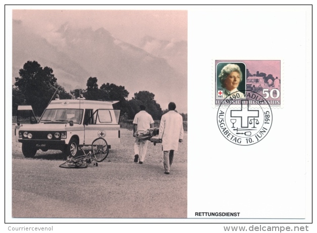 LIECHTENSTEIN - 40 Ans De Présidence De La Croix Rouge - Princesse Gina - 3 Cartes Maximum - 1985 - Familias Reales