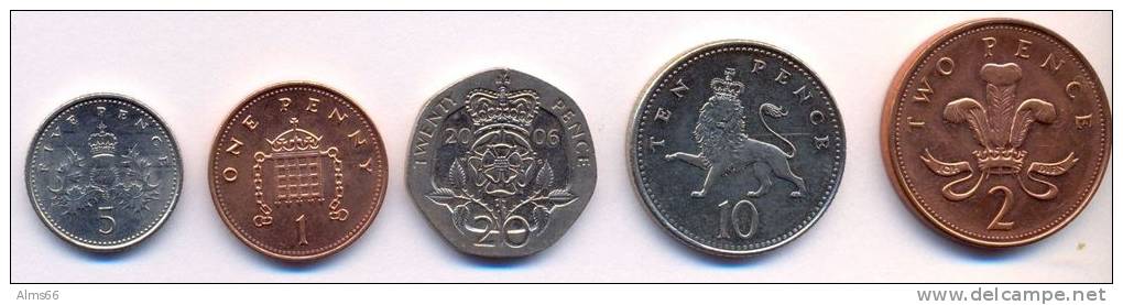 Great Britain UK Coins Set 2006 AUNC - UNC (Set 5pc.) ( 1 2 5 10 20 Pence) - Sonstige & Ohne Zuordnung