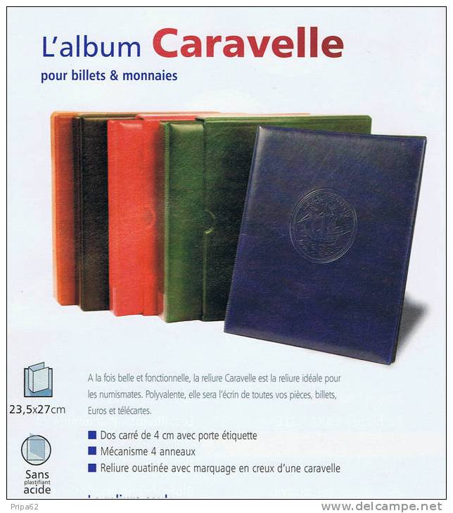 ALBUM CARAVELLE BLEU Pour Monnaies Avec 10 Recharges - Matériel