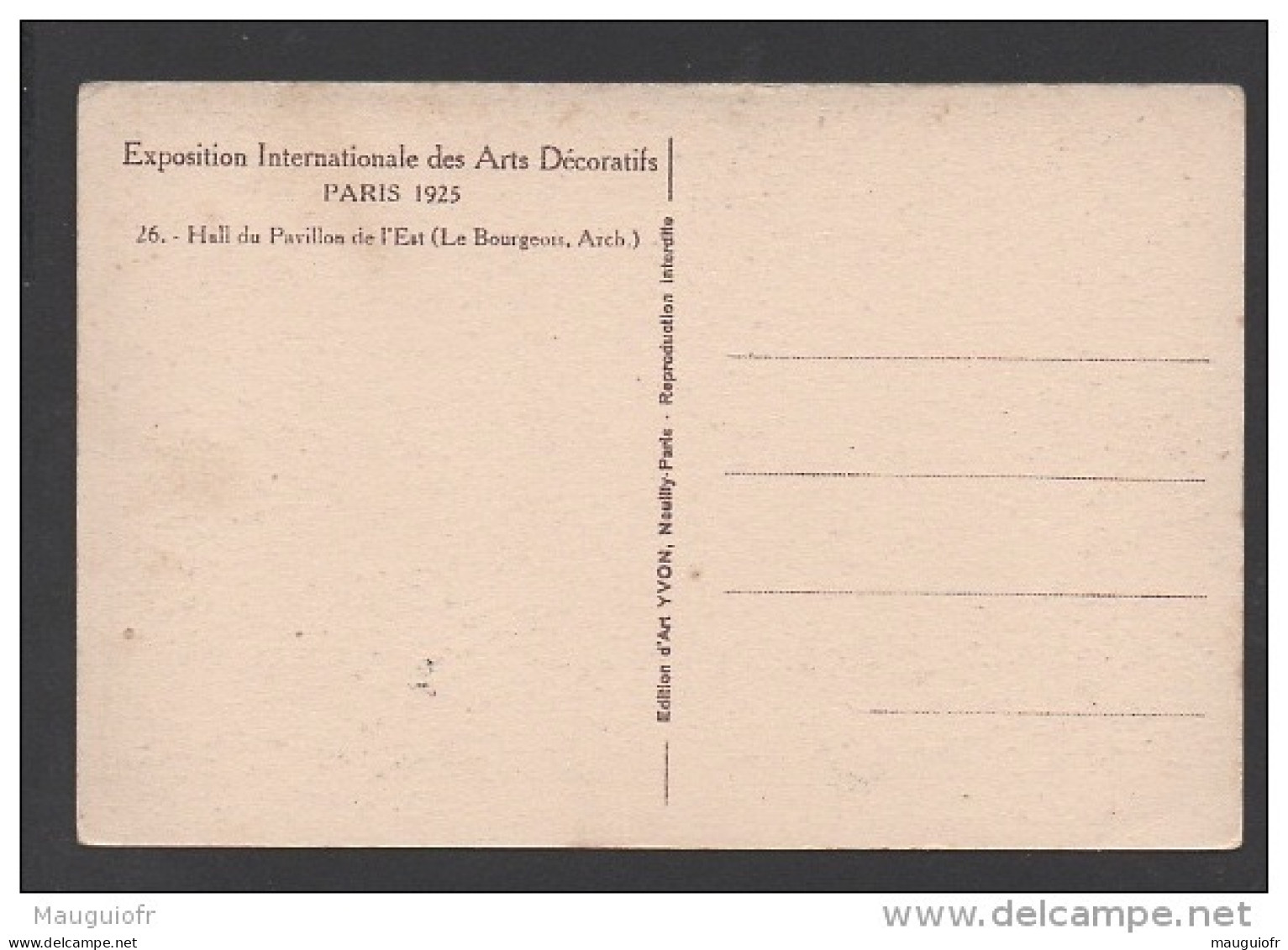 DF / 75 PARIS / EXPOSITION INT. DES ARTS DECORATIFS DE 1925 / HALL DU PAVILLON DE L' EST - Exhibitions