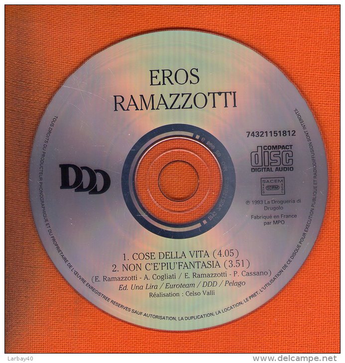 1 Cd 2 Titres Cose Della Vita Ramazzoti, Eros - Autres - Musique Italienne