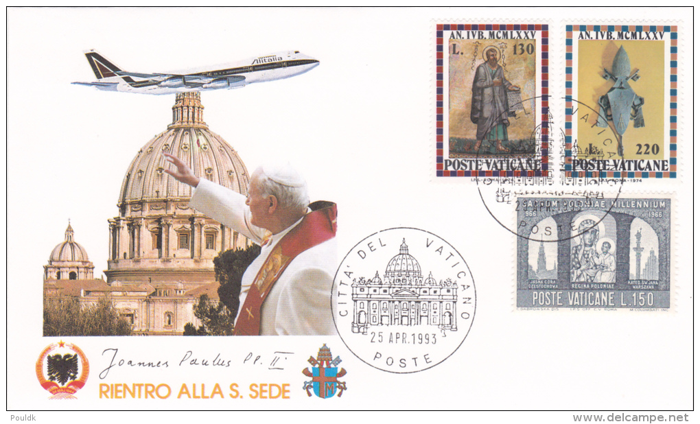 Pope John Paul II - Visit:  1993 Returning To Vatican   (G37-28) - Popes