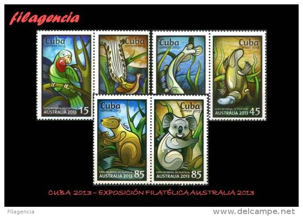 AMERICA. CUBA MINT. 2013 EXPOSICIÓN FILATÉLICA AUSTRALIA 2013. FAUNA DE AUSTRALIA & CUBA - Unused Stamps