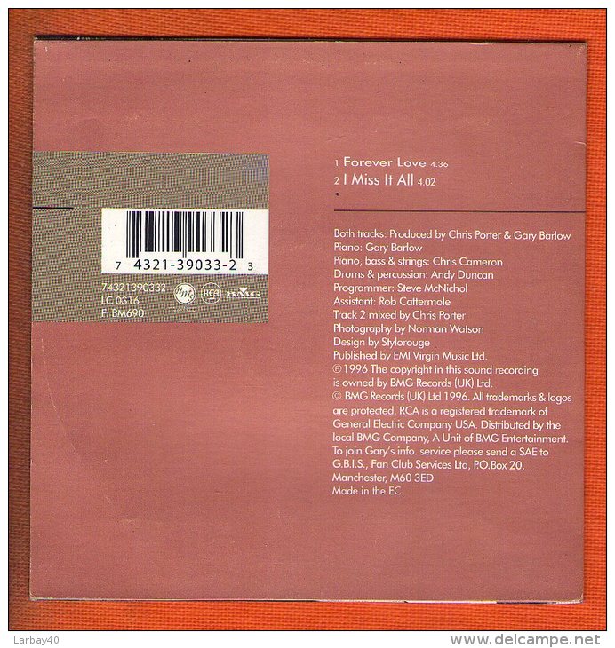 1 Cd 2 Titres Forever Love Gary Barlow - Sonstige - Englische Musik