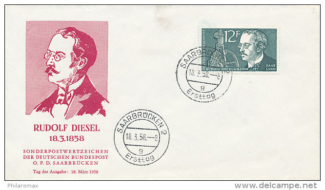 DC00016 FDC SAAR 1956 - RUDOLF DIESEL ENGINES - Explorateurs