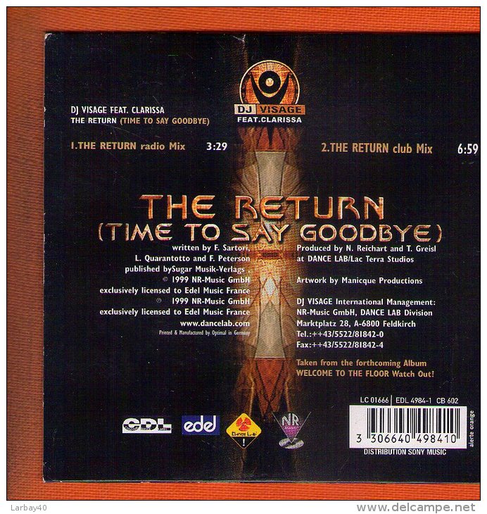 1 Cd 2 The Return (Time To Say Goodbye) Visage, Dj - Disco, Pop