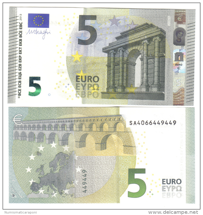 NEW 5 € 2013 ITALIA Italie SERIE SA Mario Draghi FDS UNC DA MAZZETTA Soudoyer S006D6 Cod.€.156 - 5 Euro