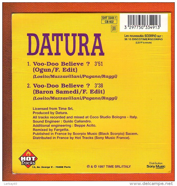 1 Cd 2 Titres Voo Doo Believe Datura - Disco, Pop
