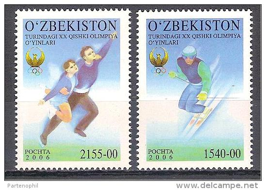 2006 UZBEKISTAN 2 V. (UNIFICATO 618/619 ) MNH GIOCHI OLIMPICI TORINO 2006 - Invierno 2006: Turín