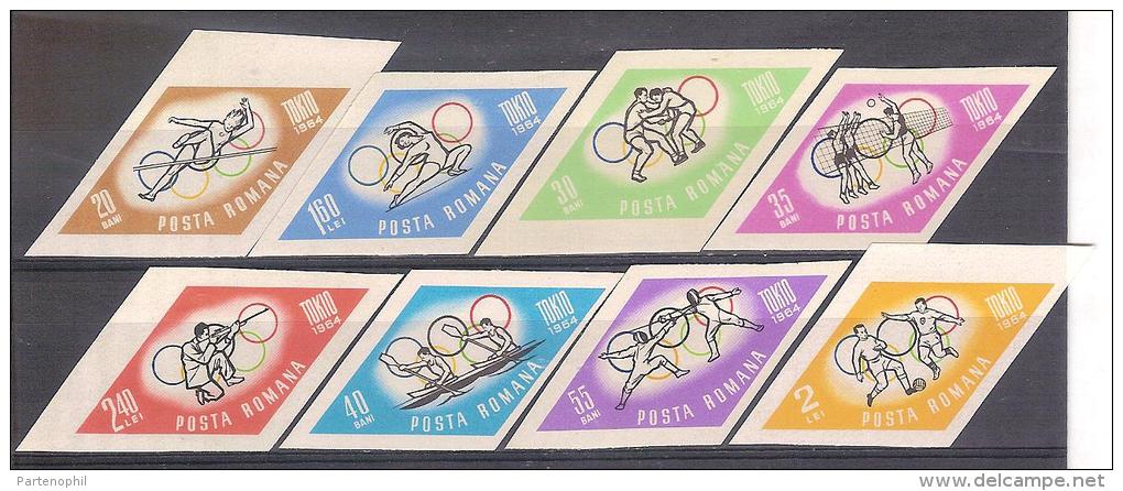 ROMANIA GIOCHI OLIMPICI TOKYO 64´ (YVERT 2032/39 N.D.)  SPORTS VARI  MNH - Summer 1964: Tokyo