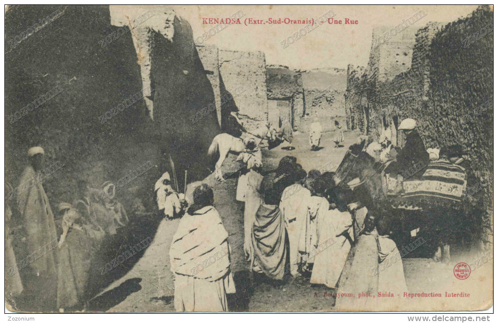 1908 ALGERIE.KENADSA.UNE RUE EXTREME SUD ORANAIS , Old Postcard - Autres & Non Classés