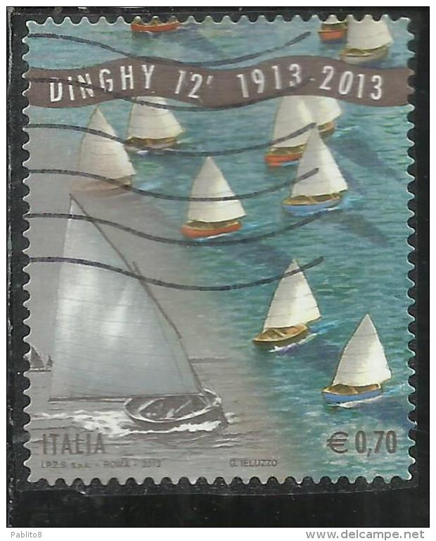 ITALIA REPUBBLICA ITALY REPUBLIC 2013 CENTENARIO IMBARCAZIONE A VELA DINGHY  12´ Barche DINGHI  €  0,70 USED USATO - 2011-20: Oblitérés