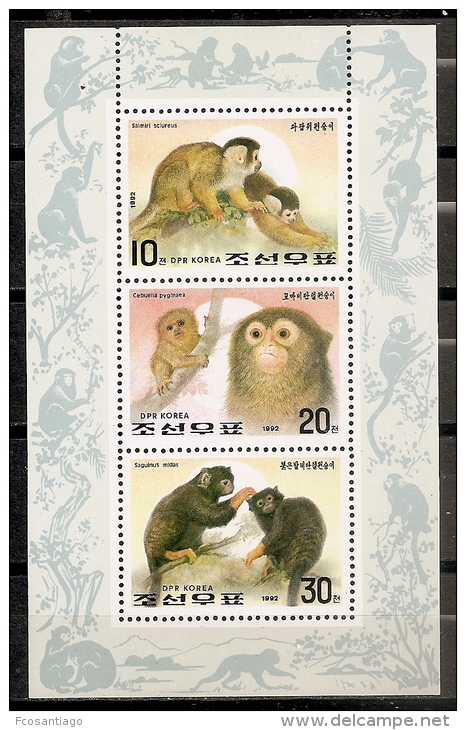 ANIMALES - COREA DEL NORTE 1992 - Yvert #H86A - MNH ** - Chimpanzés