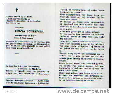 Souvenir Mortuaire SCHREVER, Leona (1914-1994) Wwe WAYENBERG, M.  Geboren Te OVERBOELARE Overleden Te GERAARDSBERGEN - Images Religieuses