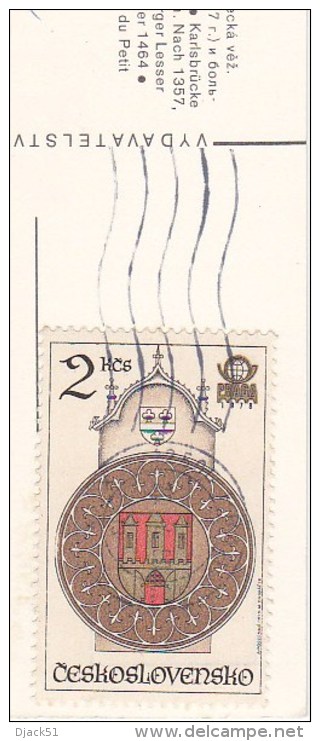 Timbre  / Stamp / Tchécoslovaquie / CESKOSLOVENSKO / Collé Sur Carte Postale / PRAGUE - Cartes Postales