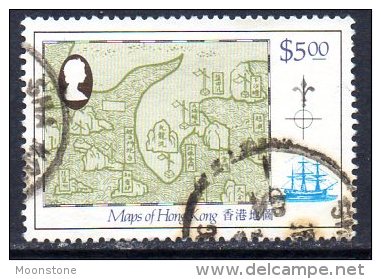 Hong Kong QEII 1984 Maps $5 Value, Used - Gebruikt