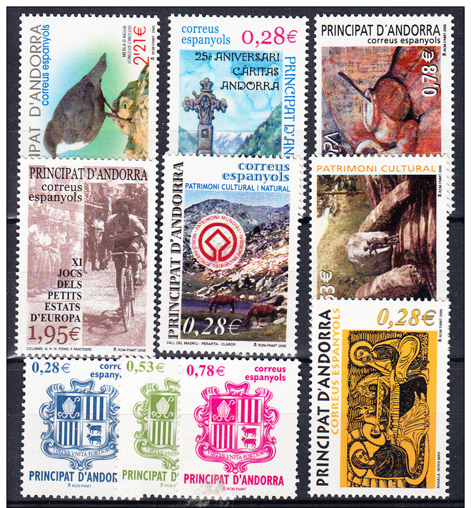 ANDORRA 2005 AÑO COMPLETO  Edifil Nº  324 AL 333  NUEVO SIN   CHARNELA. SES 627 - Neufs