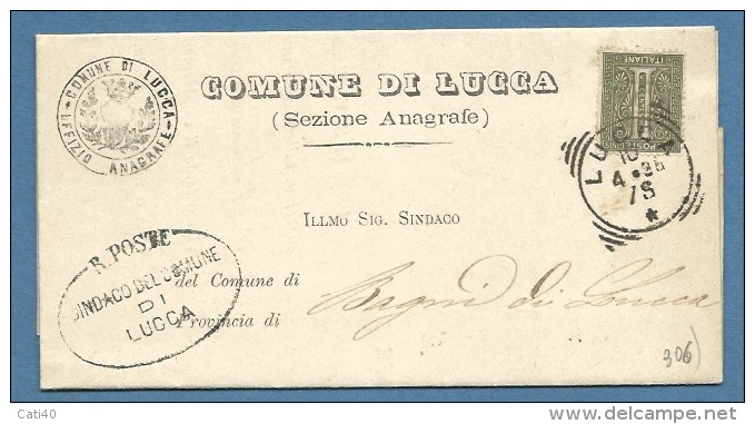 1895 - TOSCANA  COMUNE DI LUCCA 1c. ISOLATO SU PIEGO PER BAGNI DI LUCCA - Sonstige & Ohne Zuordnung