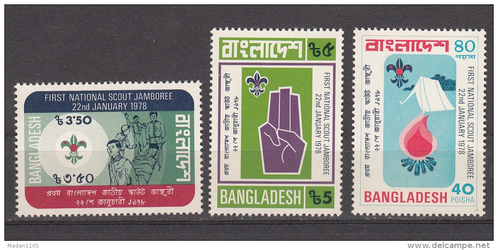 BANGLADESH, 1978, First National Scout Jamboree, Set 3 V, MNH, (**) - Bangladesh