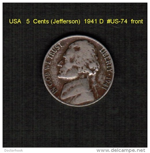 U.S.A.   5  CENTS  (JEFFERSON)  1941 D  (KM # 192) (US-74) - 1938-…: Jefferson